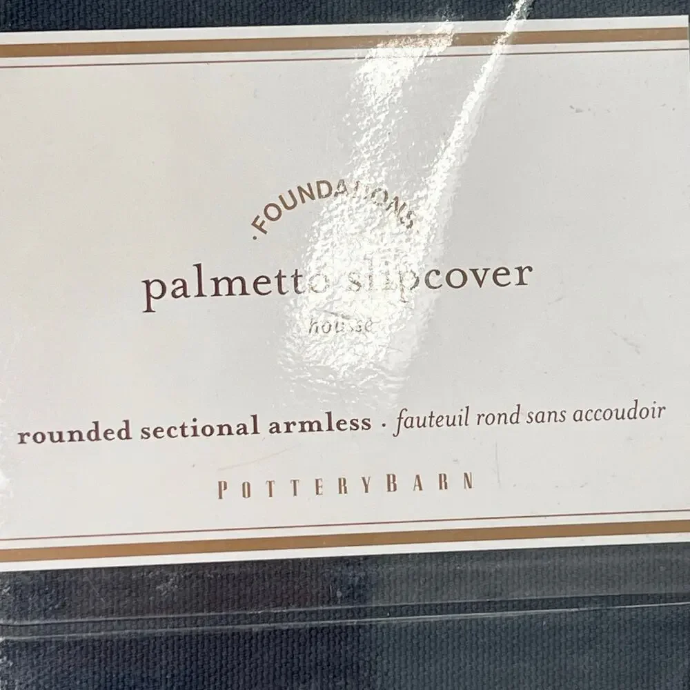 Pottery Barn Palmetto rounded sectional armless blue slipcover